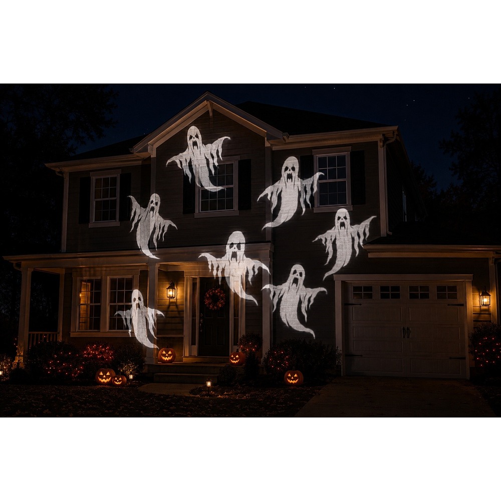 Gemmy Projection Whirl-a-Motion Ghost Halloween Light White Halloween Decor